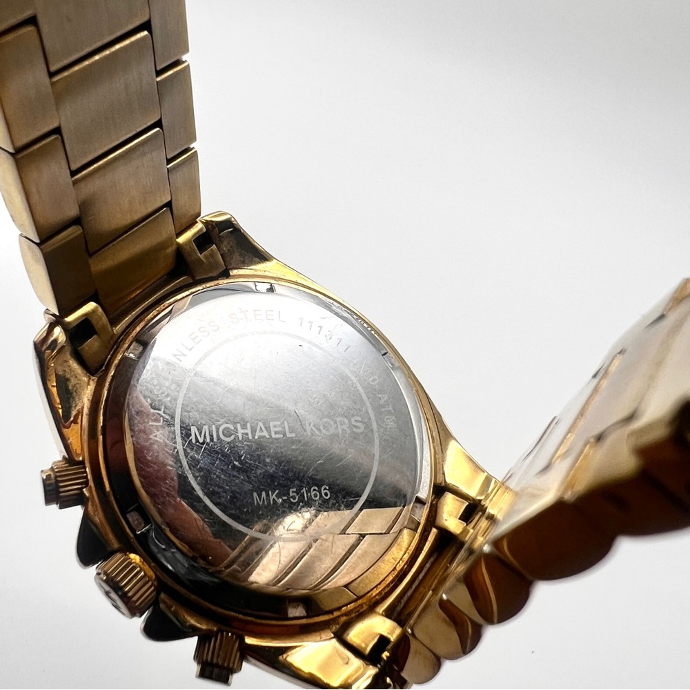 Michael Kors Blair Glitz Womens Watch MK5166 Gold Crystal Bezel 6" New Battery - Picture 9 of 13
